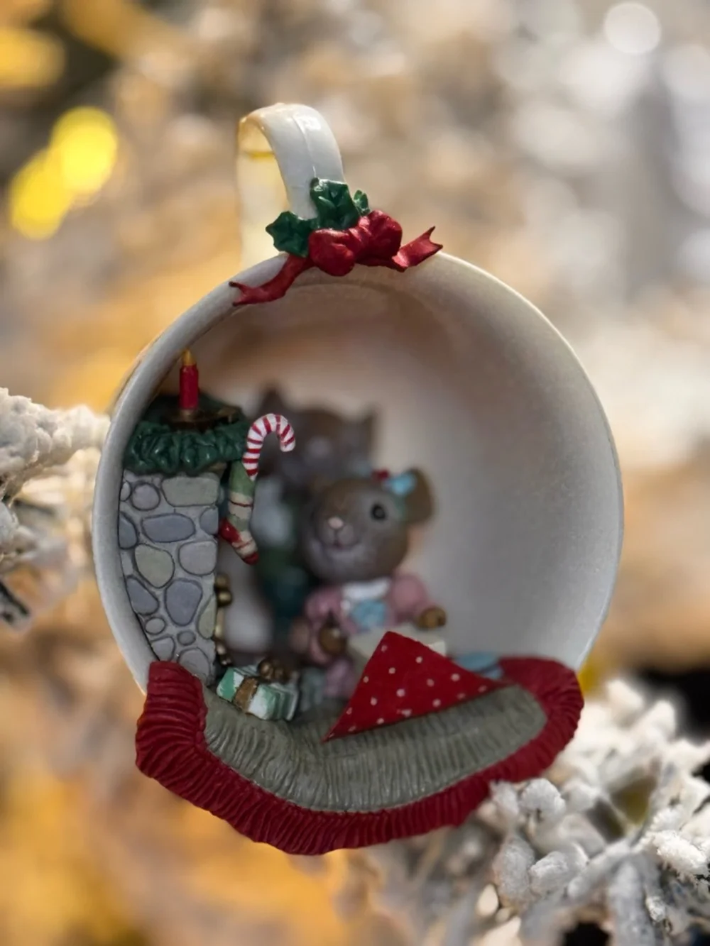 Enesco Holiday Small Pets Figurine in Red, Green, Pink, Gold and Blue